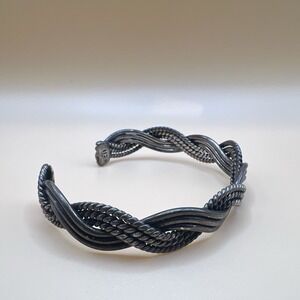 Vintage Mexico 925 Sterling Silver Twisted Rope Cable Cuff Bracelet 21.4g